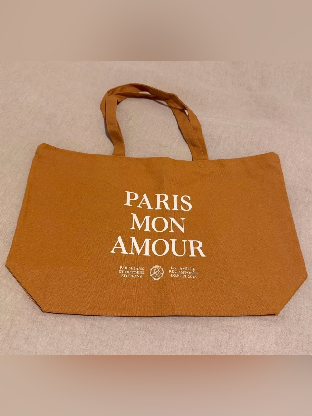 Sezane Paris Mon Amour Canvas Tote in Rust